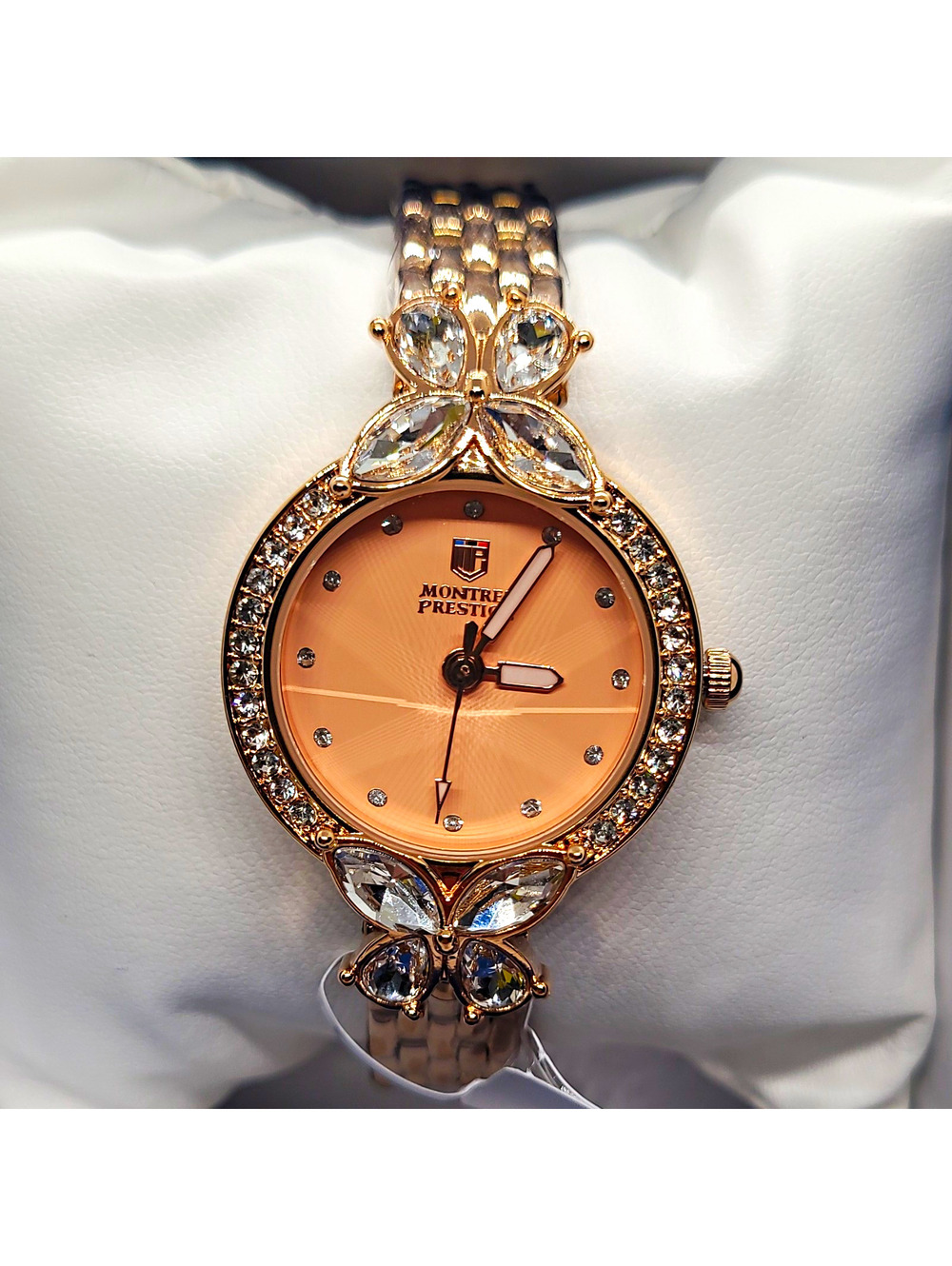 589 Montres Prestige Women's Analog Quartz Rose Gold Dial Crystal Bezel Watch